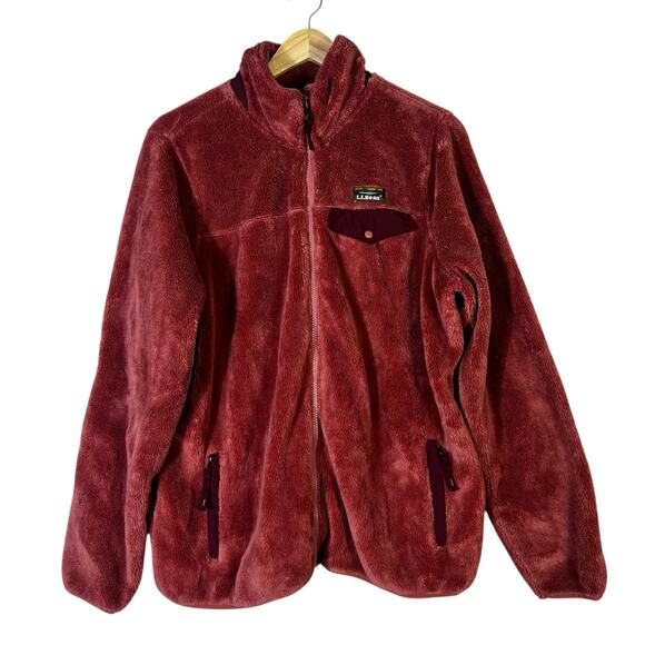 L.L.Bean Hi-Pile Soft Fleece Full Zip Jacket Womens XL Pink Gorpcore Outdoorsy - Picture 2 of 7